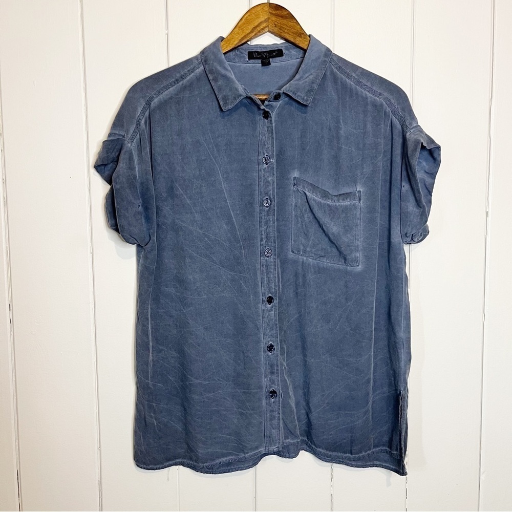 Velvet Heart Vintage Feel Slate Acid Wash Look Button Down Top. Size Sma…